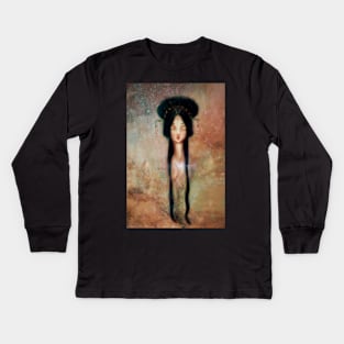 Quan Yin Goddess of Mercy Holding A Butterfly Kids Long Sleeve T-Shirt